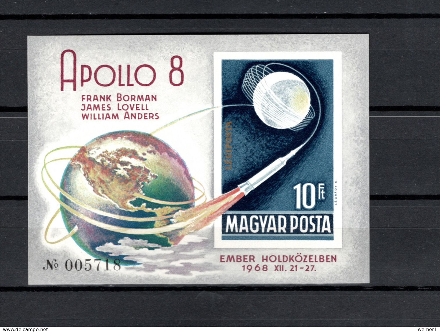 Hungary 1969 Space, Apollo 8 S/s Imperf. MNH -scarce- - Europa