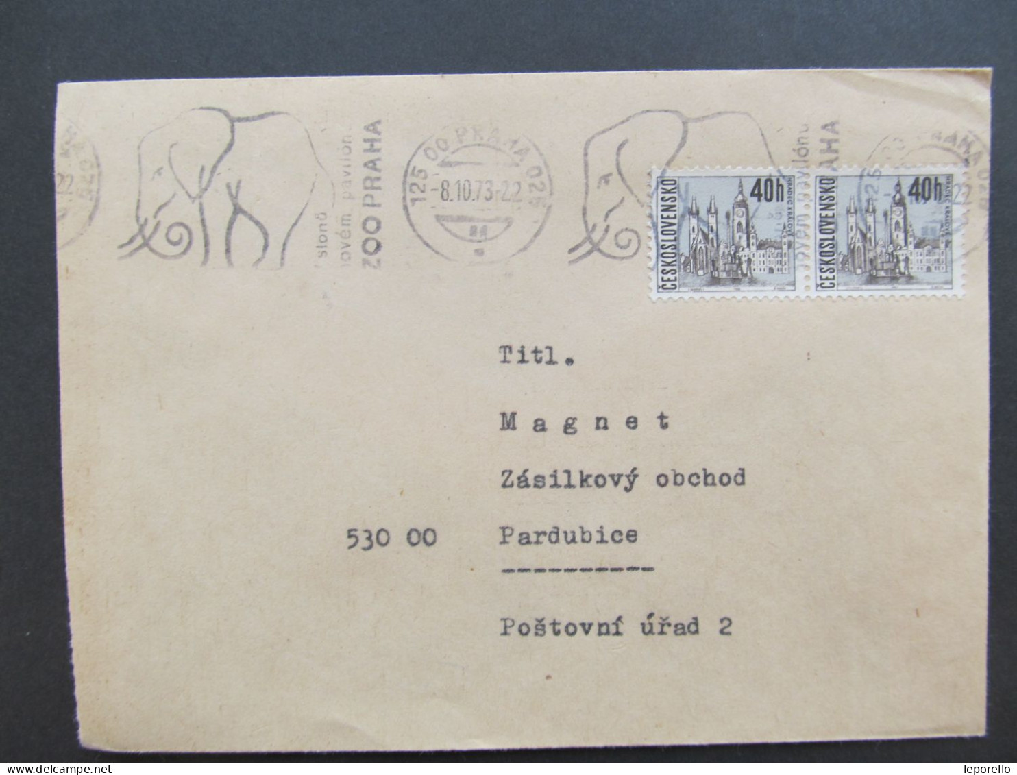 BRIEF Praha Pardubice ZOO Elefant Elephant  1973 /// P8504 - Cartas & Documentos