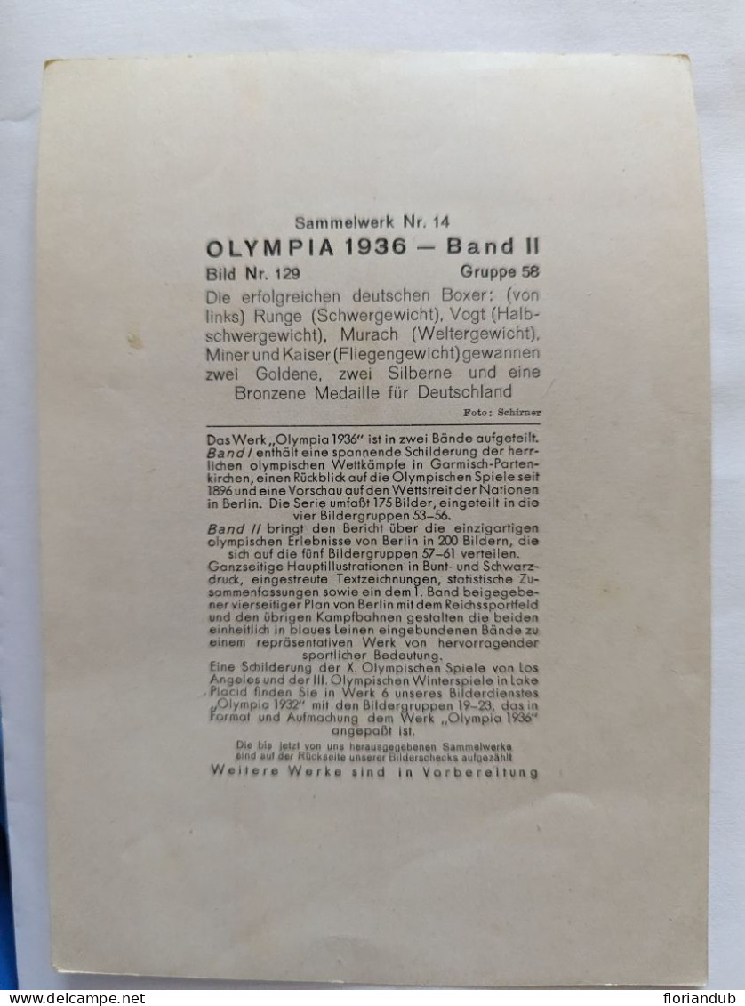 CP - Grand Format Sammelwerk 13 Olympia 1936 Bild 129 Gruppe 58 Boxe - Juegos Olímpicos