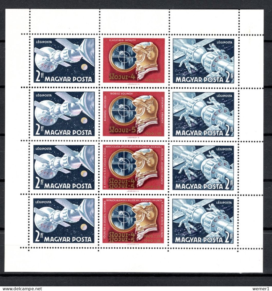 Hungary 1969 Space, Soyuz 4 And 5, Sheetlet MNH - Europe