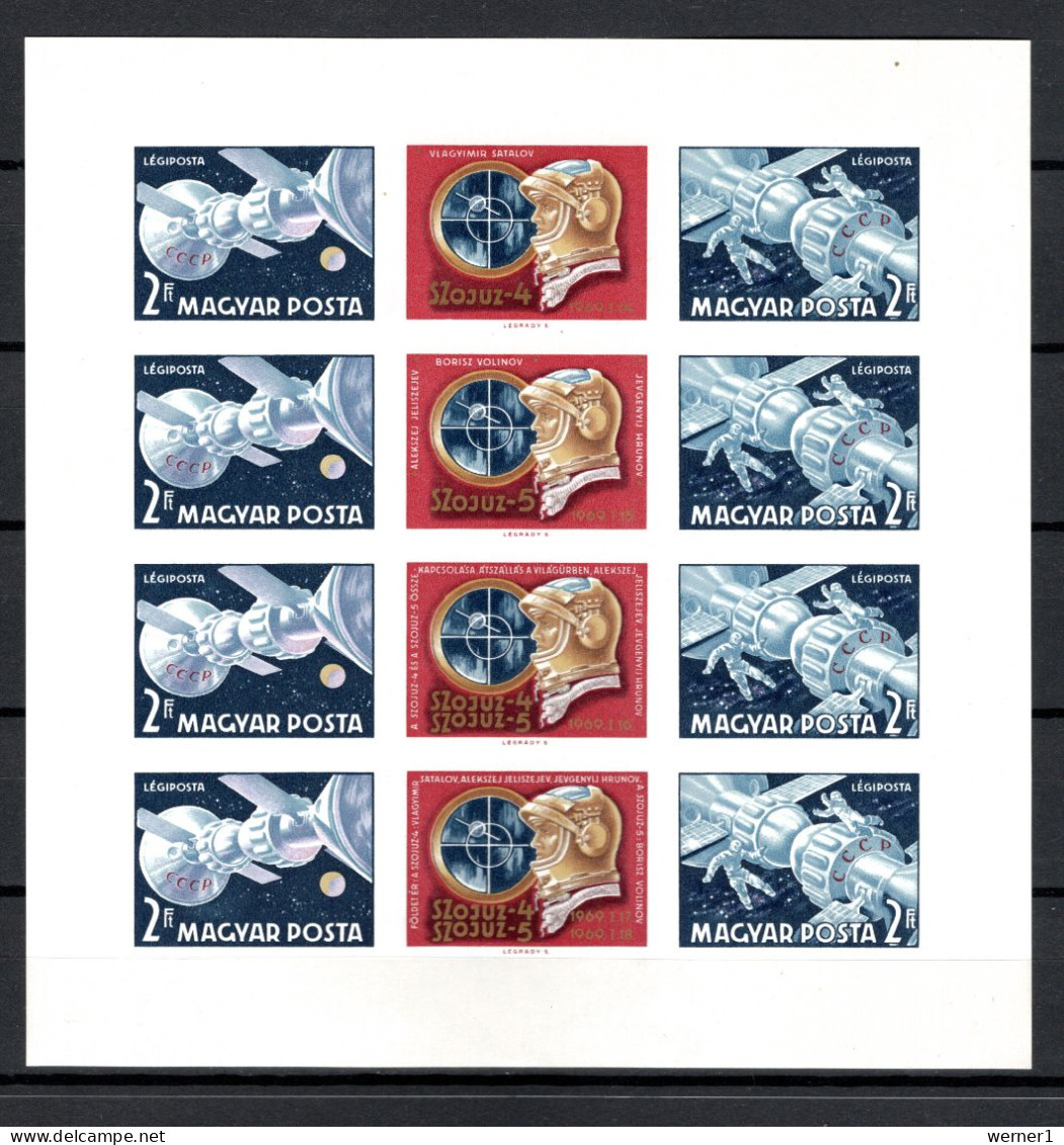 Hungary 1969 Space, Soyuz 4 And 5, Sheetlet Imperf. MNH -scarce- - Europa