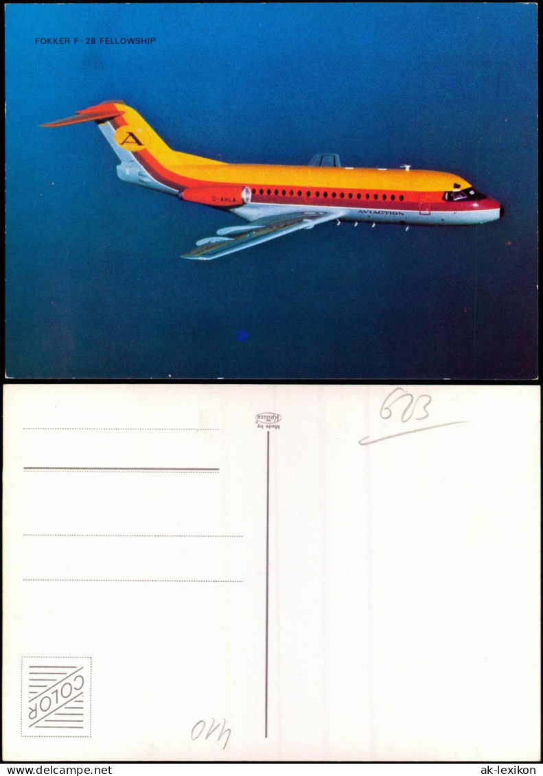 Ansichtskarte  Flugzeug Airplane Avion FOKKER F-28 FELLOWSHIP 1978 - 1946-....: Era Moderna