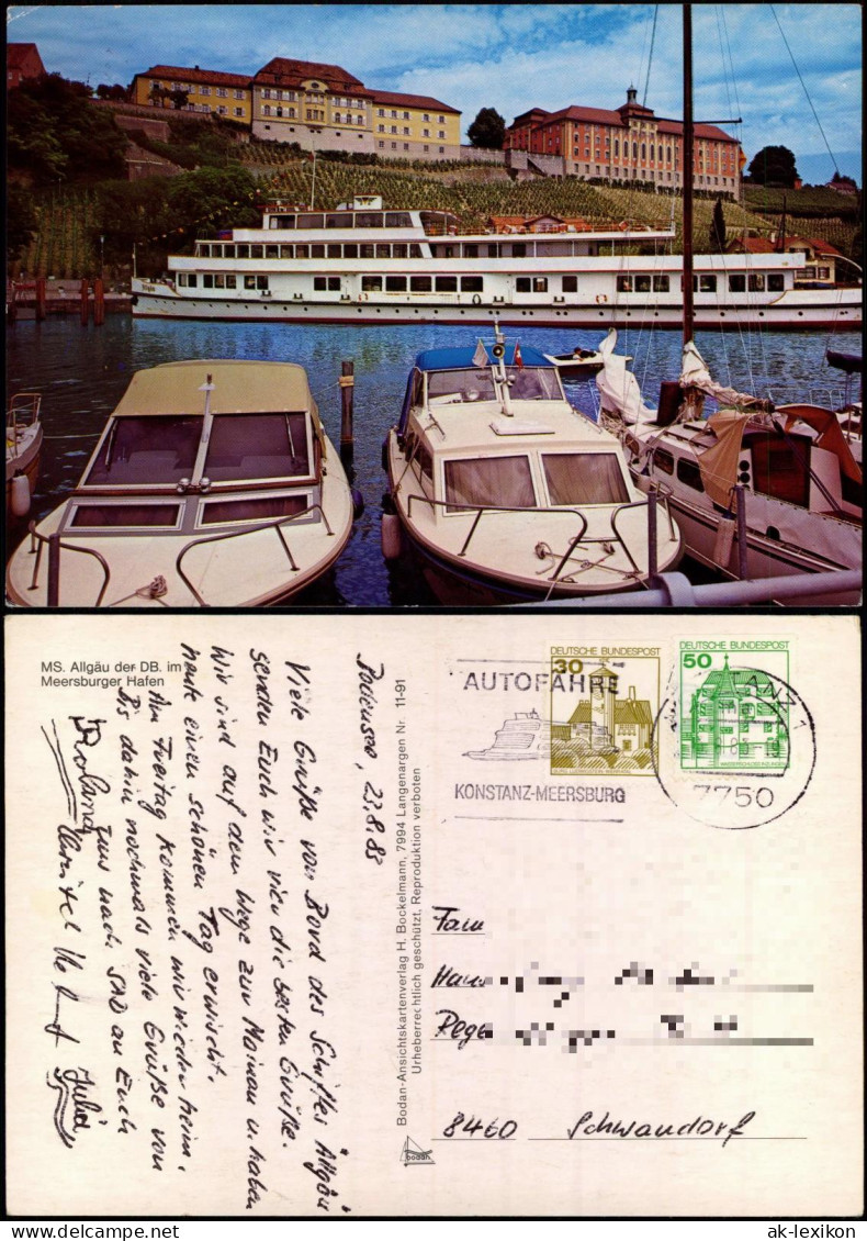 Ansichtskarte Meersburg Hafen Motorschiff Allgäu 1983 - Meersburg