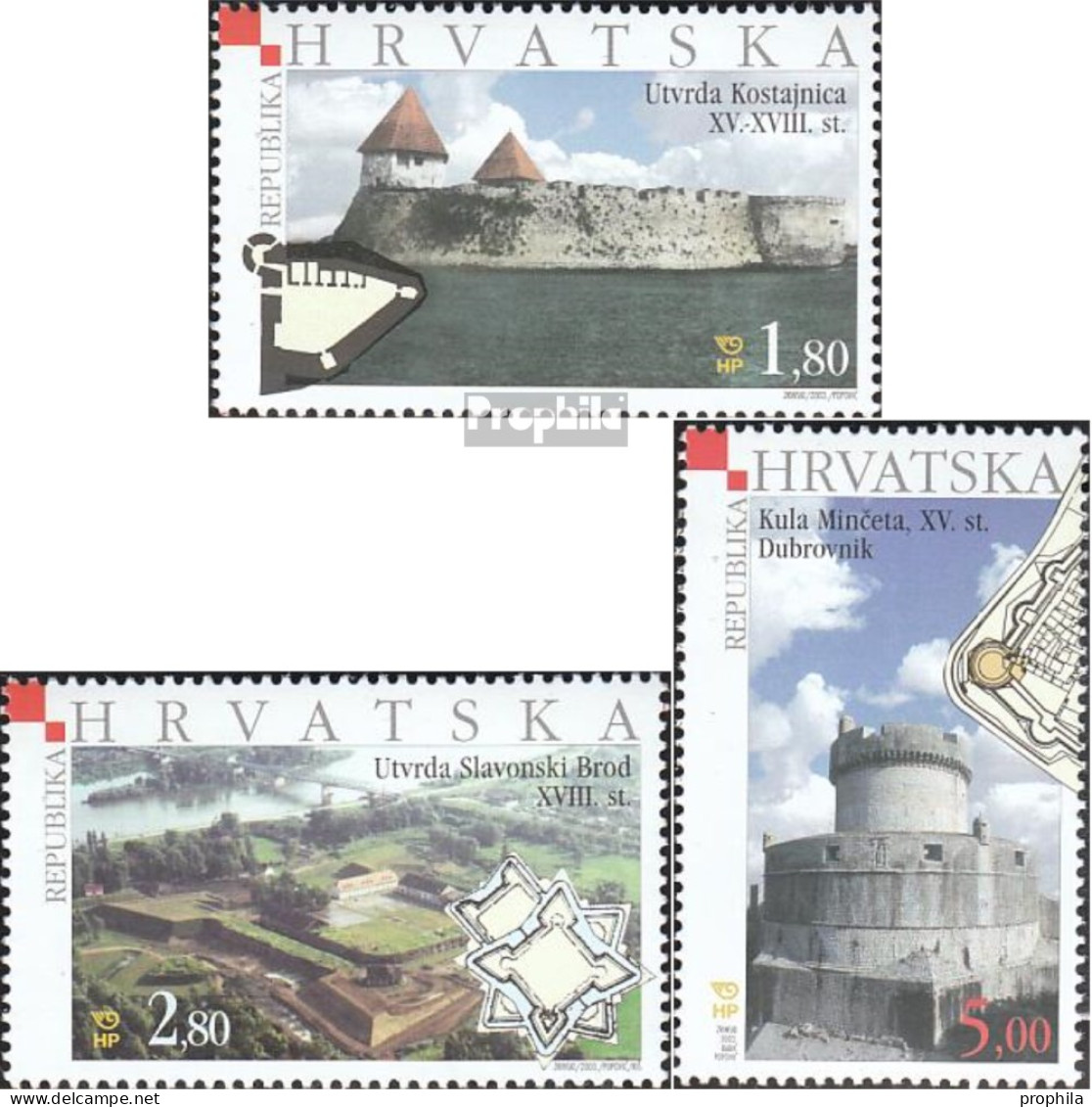 Kroatien 653-655 (kompl.Ausg.) Postfrisch 2003 Türme Und Festungen - Croazia