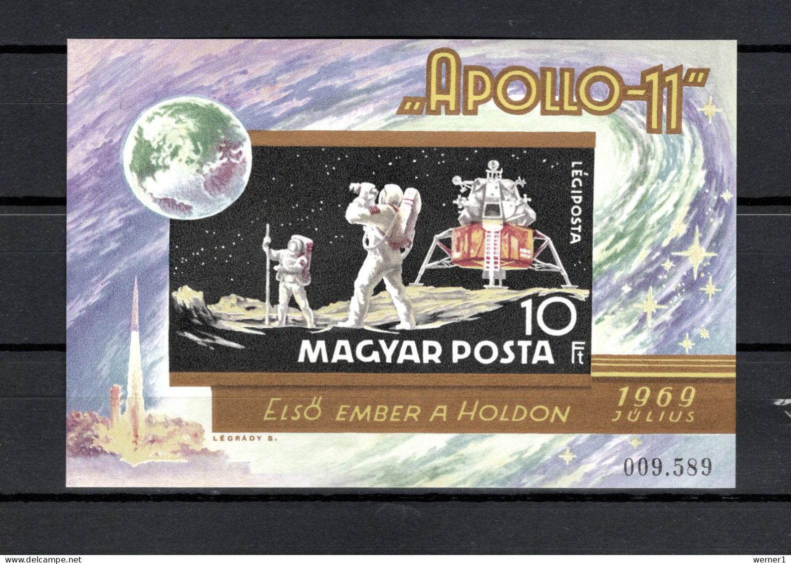 Hungary 1969 Space, Apollo 11 S/s Imperf. MNH -scarce- - Europe