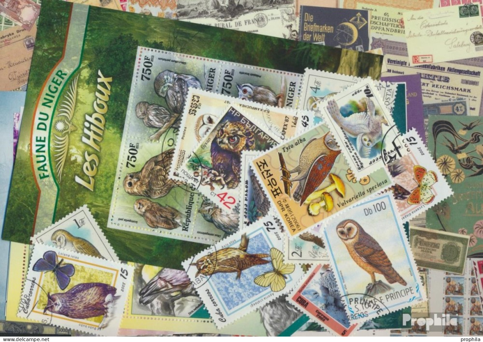 Motive Briefmarken-50 Verschiedene Eulen Marken - Owls