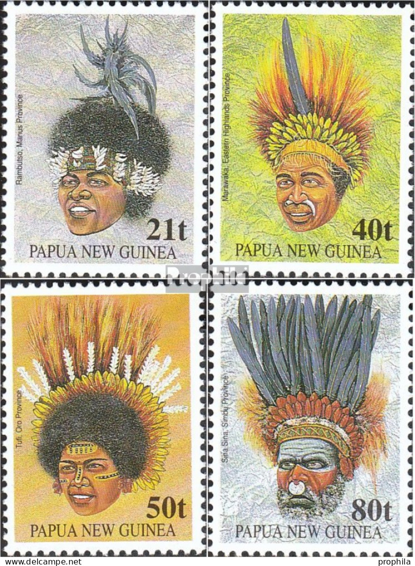 Papua-Neuguinea 643-646 (kompl.Ausg.) Postfrisch 1991 Kopfschmuck - Papua Nuova Guinea