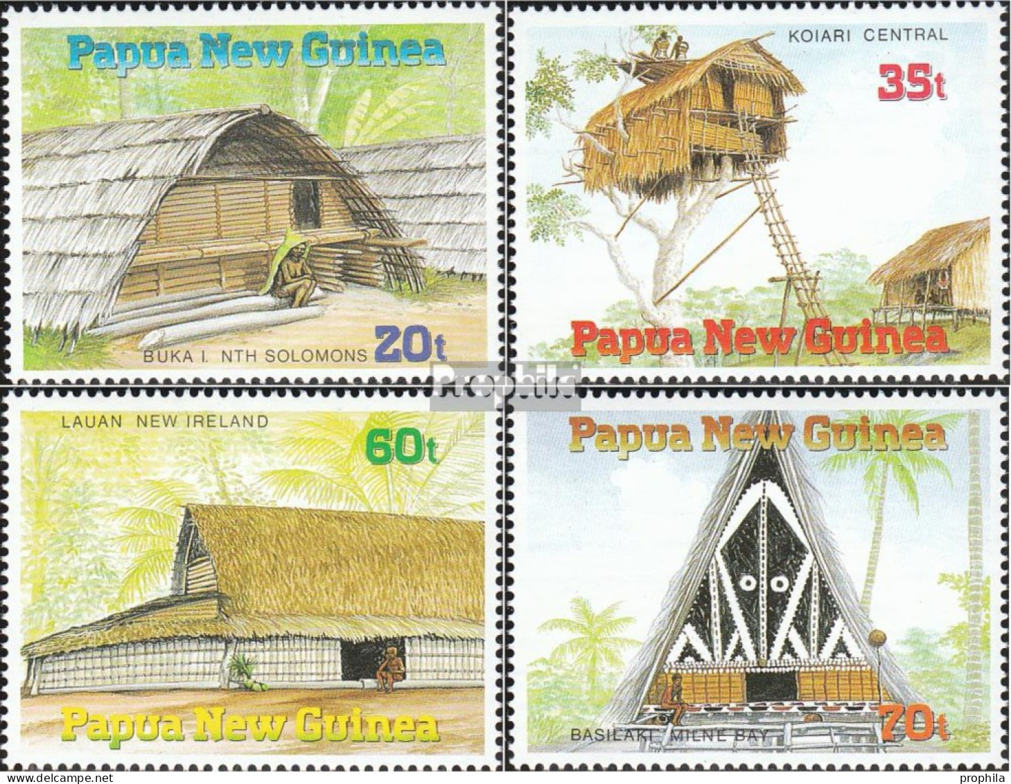 Papua-Neuguinea 593-596 (kompl.Ausg.) Postfrisch 1989 Häuser - Papua Nuova Guinea