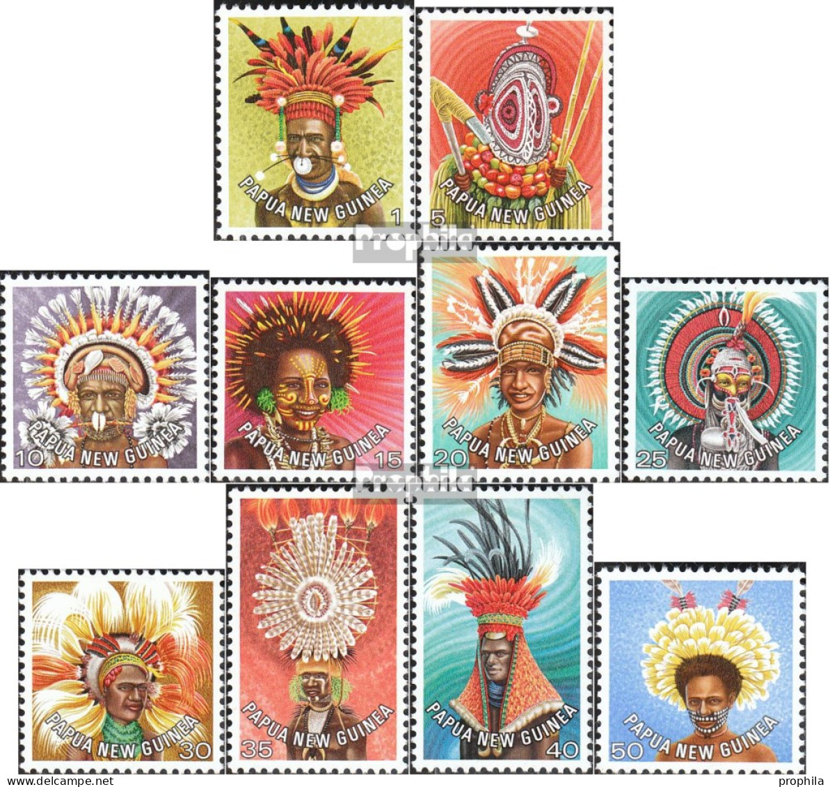 Papua-Neuguinea 341-350 (kompl.Ausg.) Postfrisch 1978 Kopfschmuck - Papua Nuova Guinea