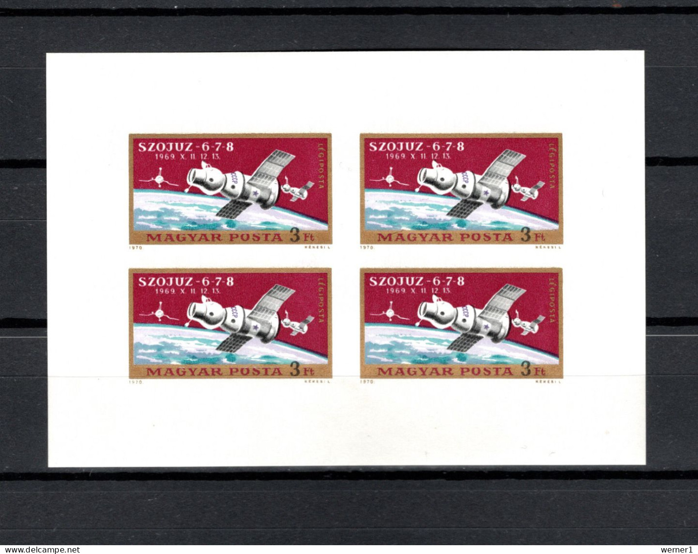 Hungary 1970 Space, Soyuz 6-7-8, Sheetlet Imperf. MNH -scarce- - Europe