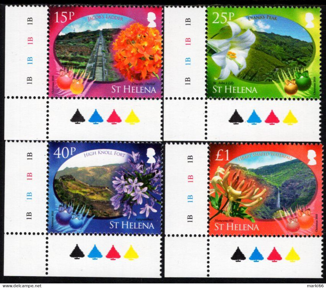 Saint Helena Island - 2010 - Christmas - Endemic Flowers - Mint Stamp Set - Sainte-Hélène