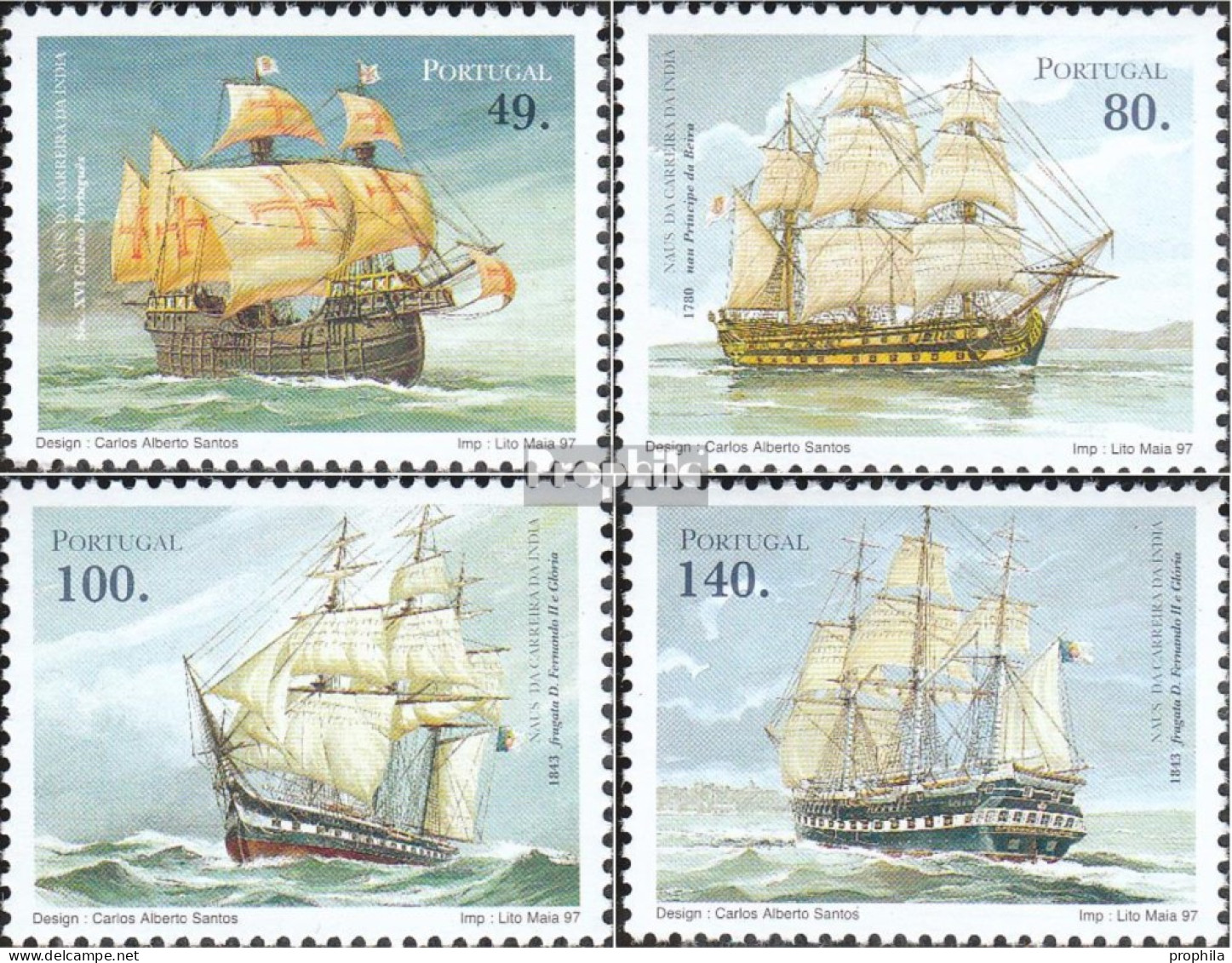 Portugal 2168-2171 (kompl.Ausg.) Postfrisch 1997 HIstorische Linienschiffe - Ungebraucht