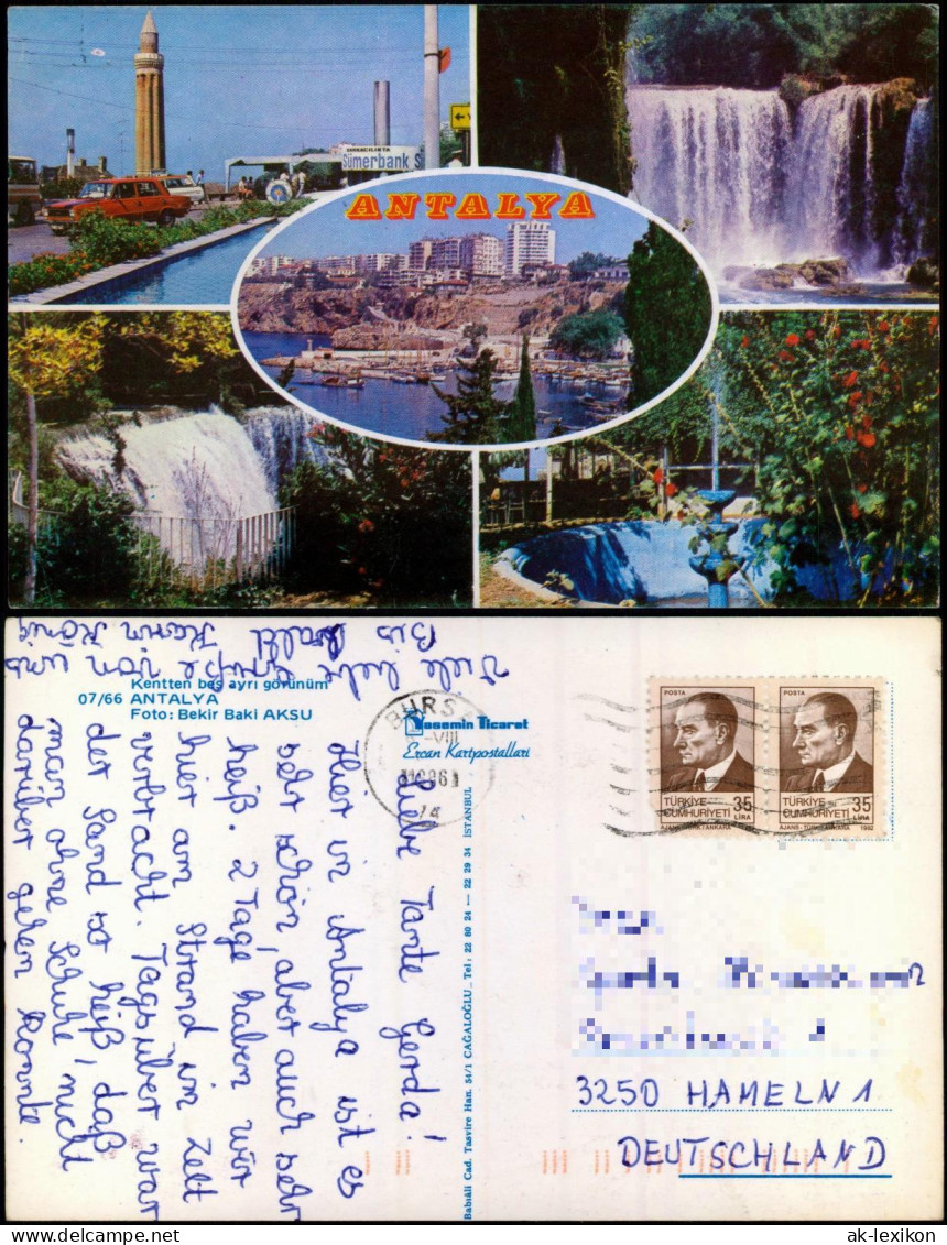 Postcard Antalya Stadt Und Umlandansichten 1986 - Turquie