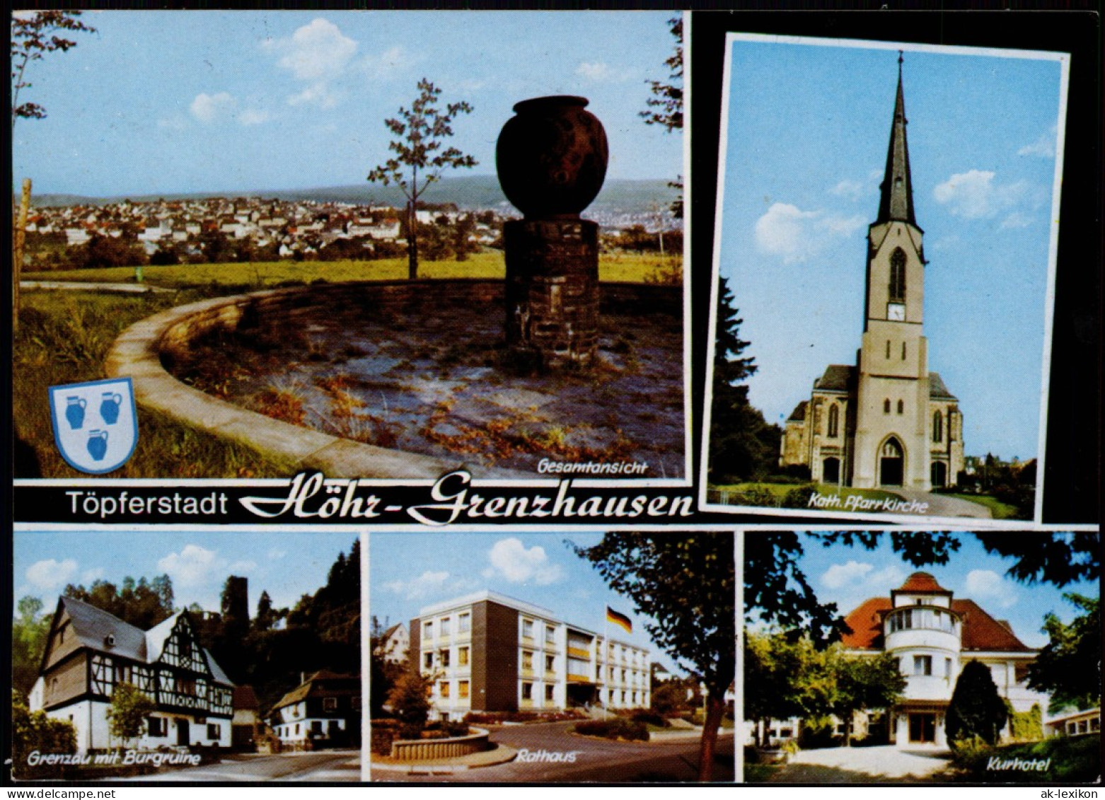 Ansichtskarte Höhr-Grenzhausen Rathaus, Kurhotel, U.a. 1988 - Hoehr-Grenzhausen