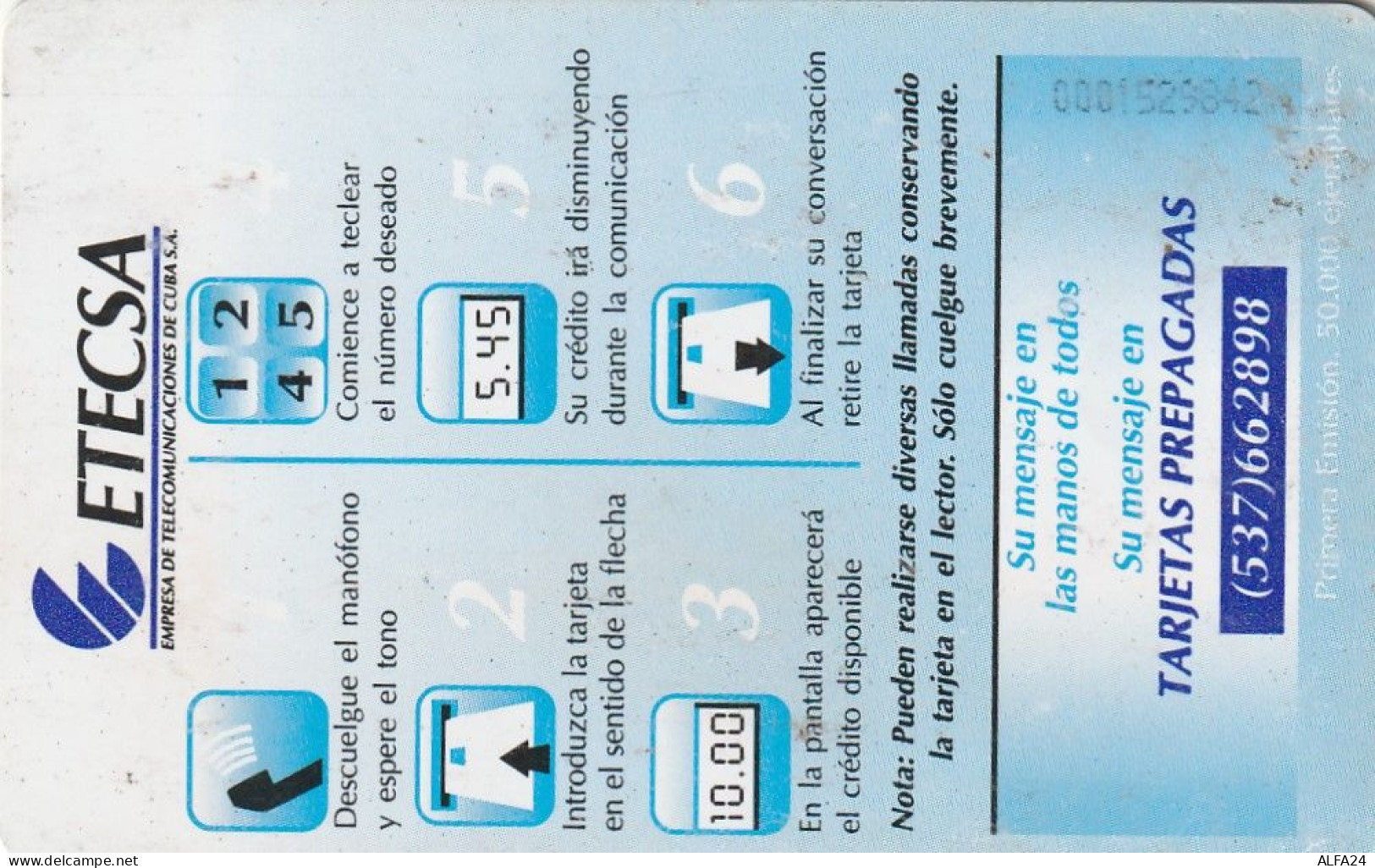 PHONE CARD CUBA  (E84.13.1 - Kuba