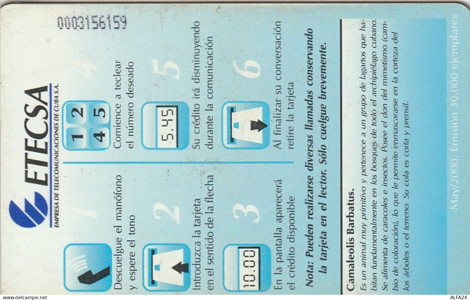 PHONE CARD CUBA  (E84.12.2 - Cuba