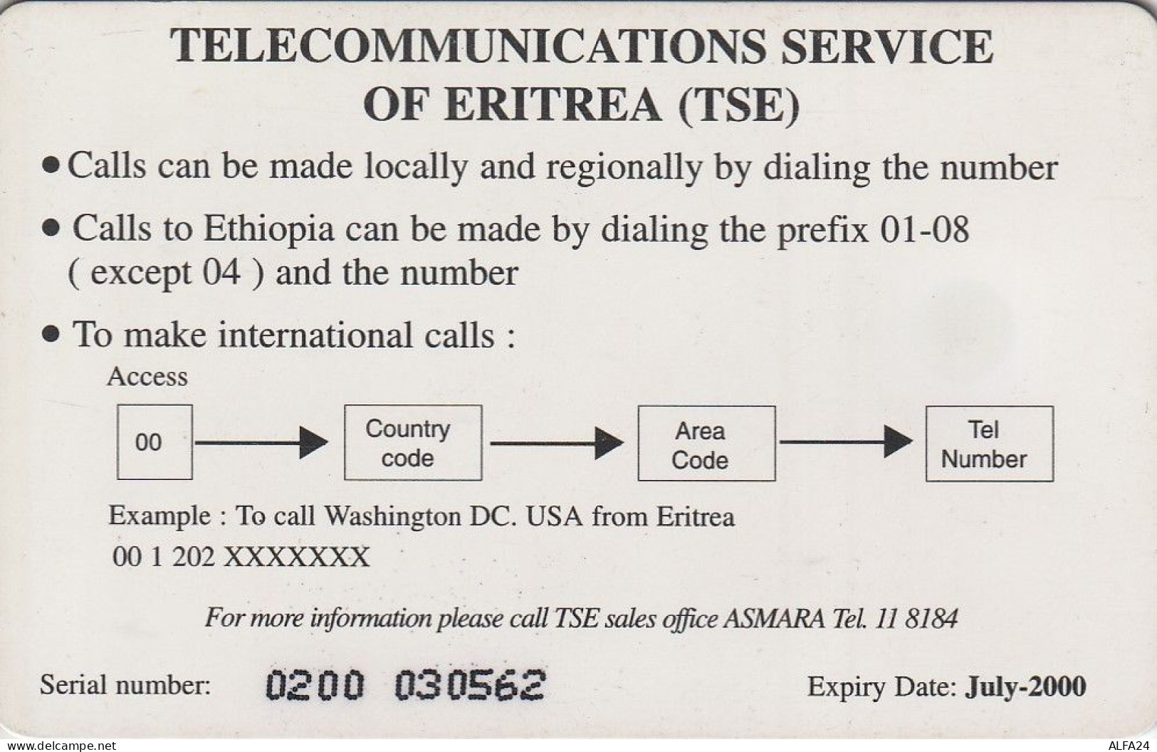 PHONE CARD ERITREA  (E82.23.8 - Eritrea