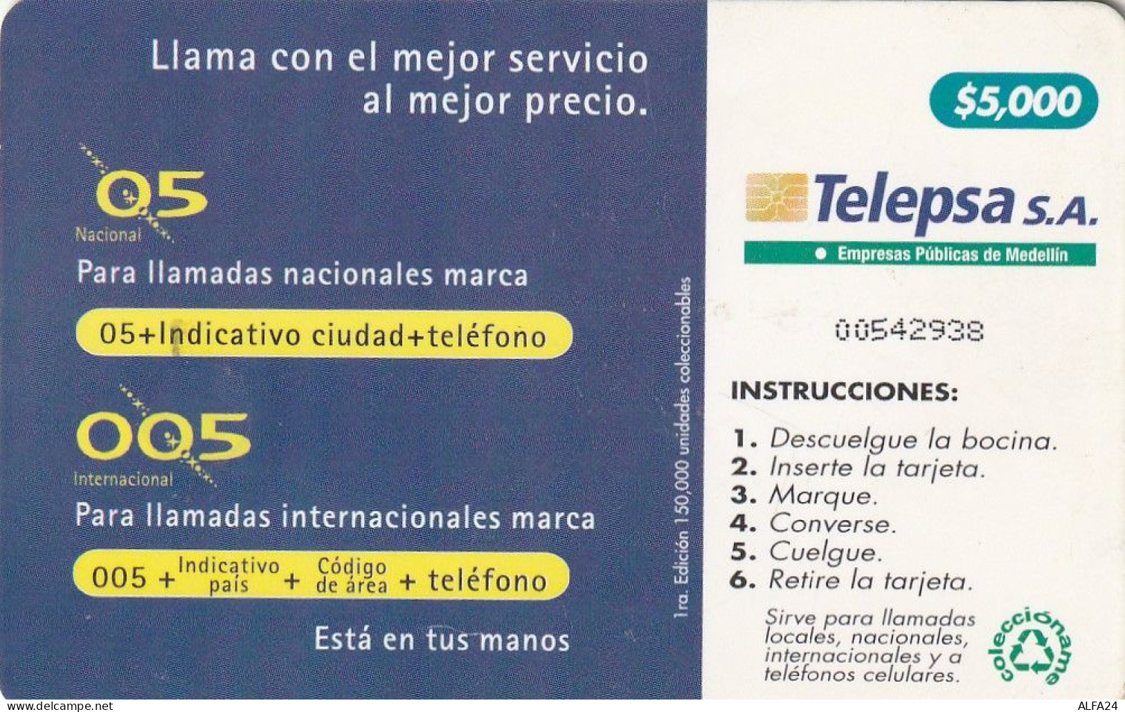 PHONE CARD COLOMBIA  (E78.17.2 - Kolumbien