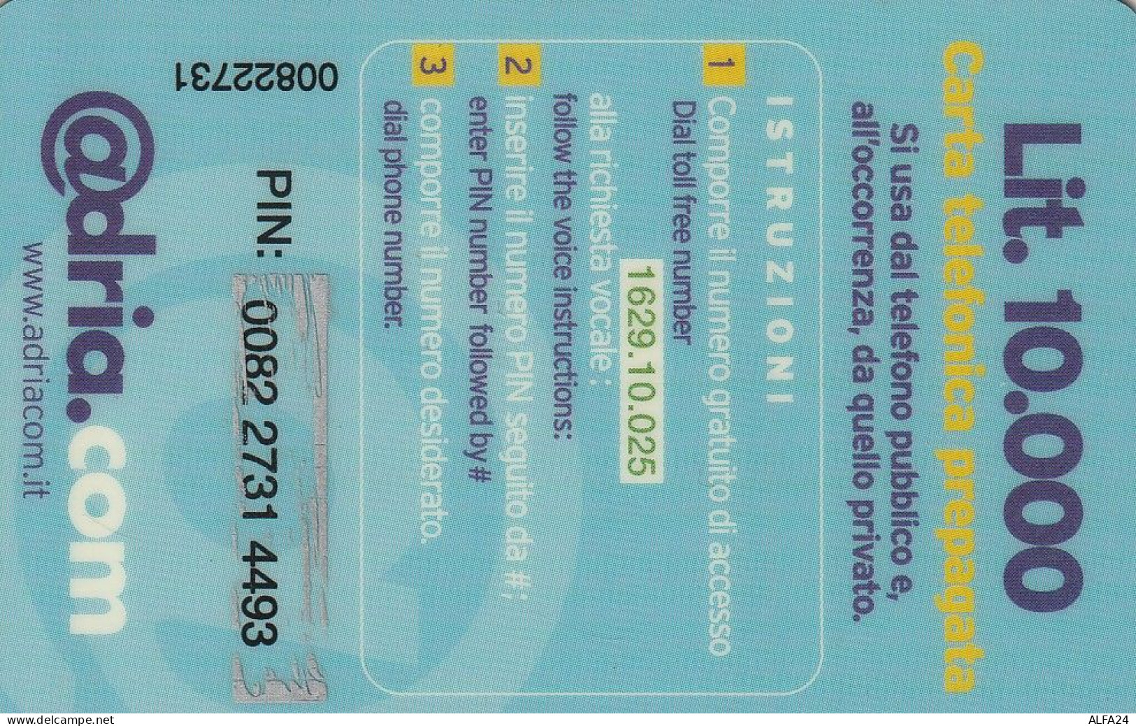 PREPAID PHONE CARD ITALIA ADRIACOMM (E78.10.4 - Schede GSM, Prepagate & Ricariche