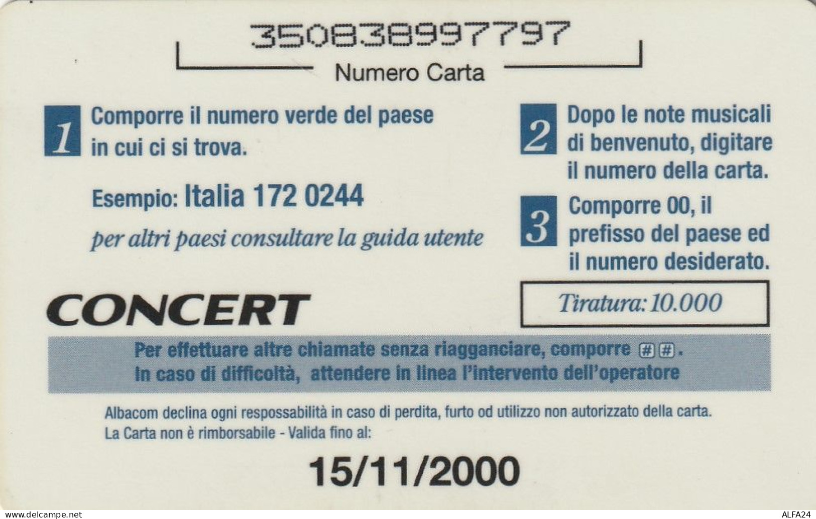 PREPAID PHONE CARD ITALIA ALBACOM (E78.10.1 - [2] Handy-, Prepaid- Und Aufladkarten