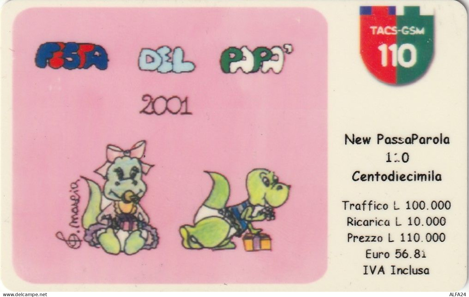 RICARICA TIM 110 FESTA MAMMA 2001  (E77.1.7 - [2] Sim Cards, Prepaid & Refills