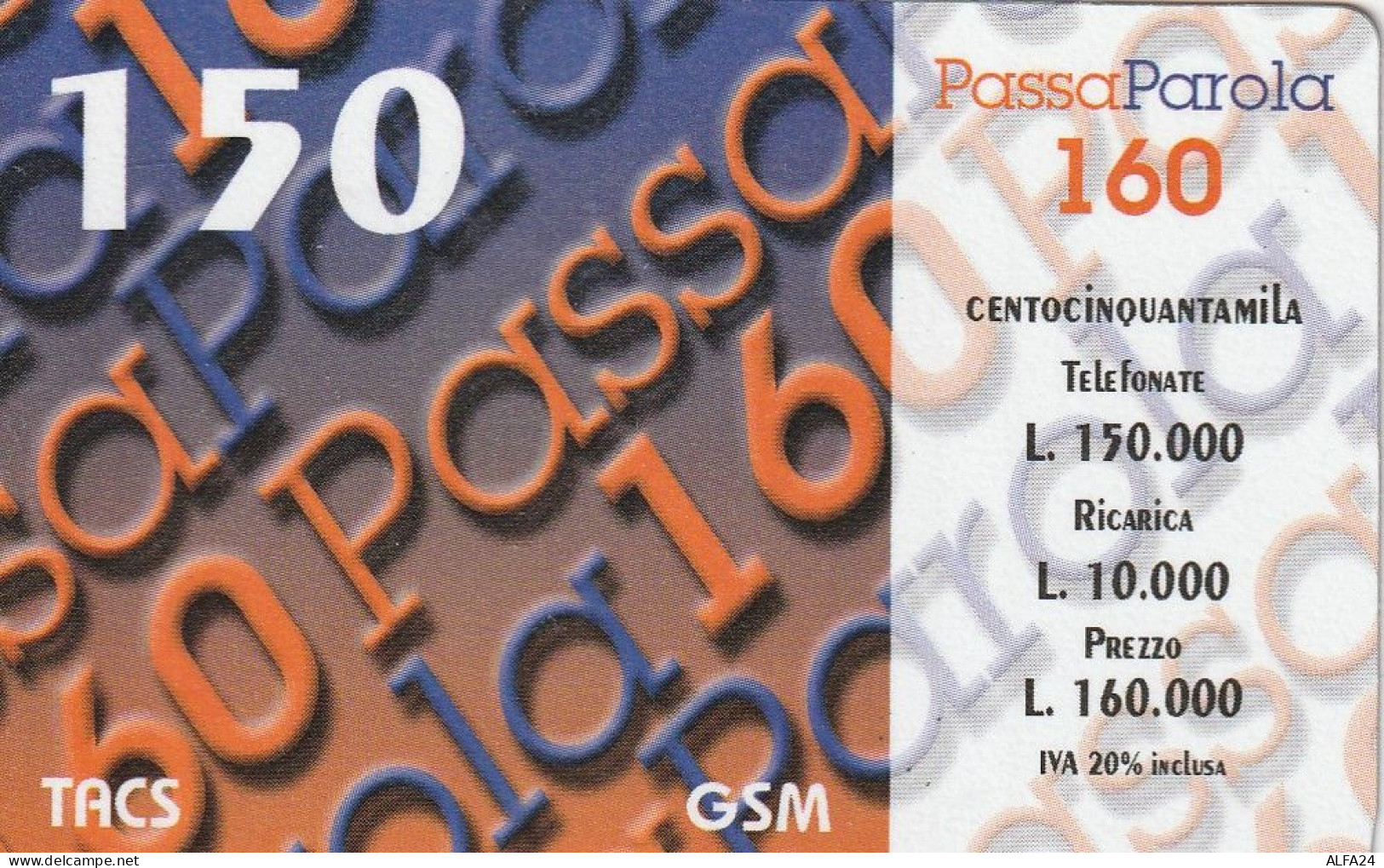 RICARICA TIM 150 PASSAPAROLA  (USP36.4 - [2] Handy-, Prepaid- Und Aufladkarten