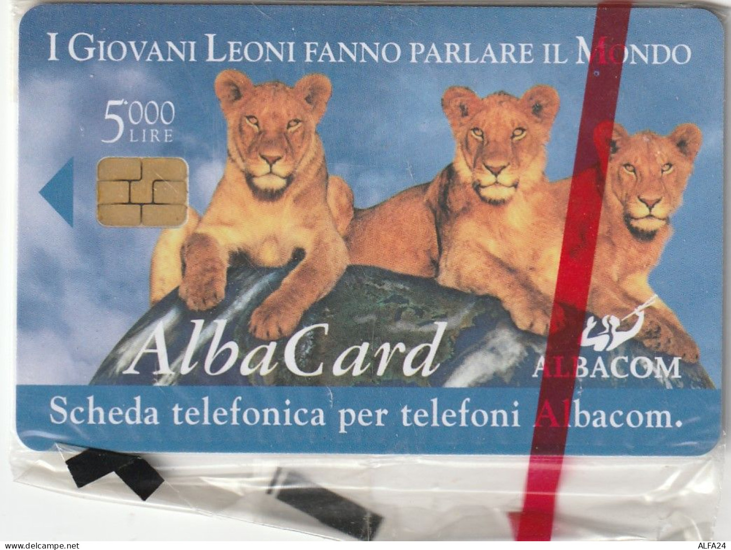 PREPAID PHONE CARD ITALIA ALBACOM 3 LEONI NUOVA BLISTER (USP24.1 - [2] Sim Cards, Prepaid & Refills