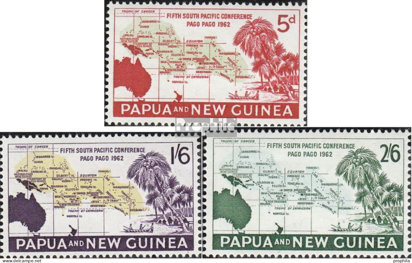 Papua-Neuguinea 43-45 (kompl.Ausg.) Postfrisch 1962 Südpazifik - Papua Nuova Guinea