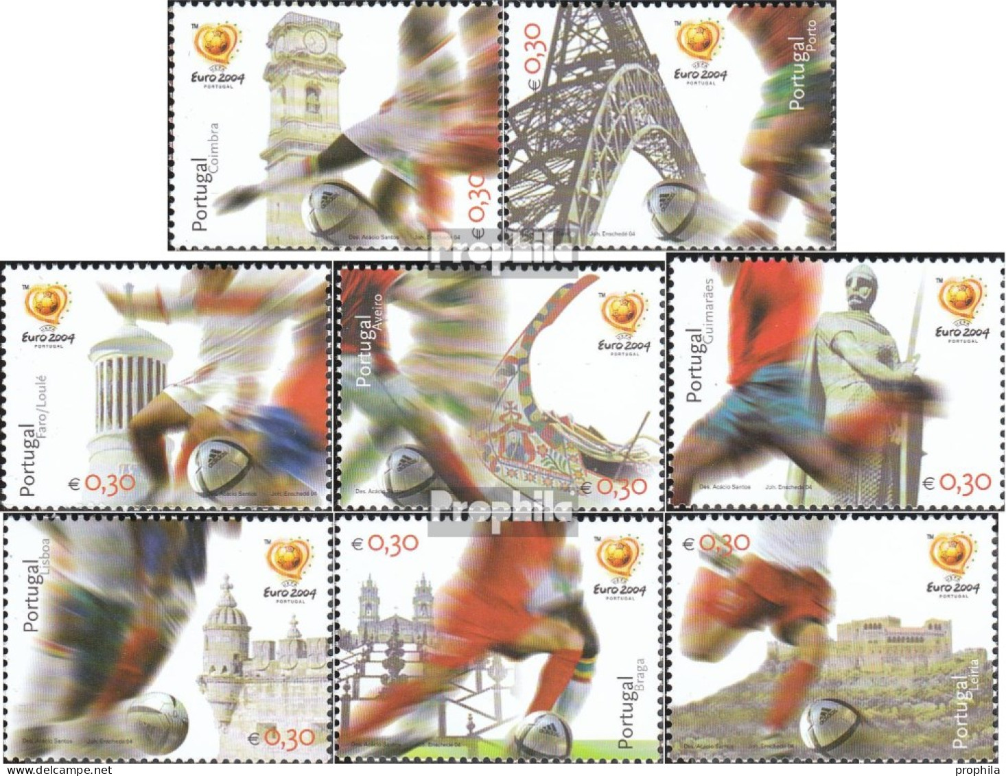 Portugal 2797-2804 (kompl.Ausg.) Postfrisch 2004 Fußball-EM04 - Unused Stamps