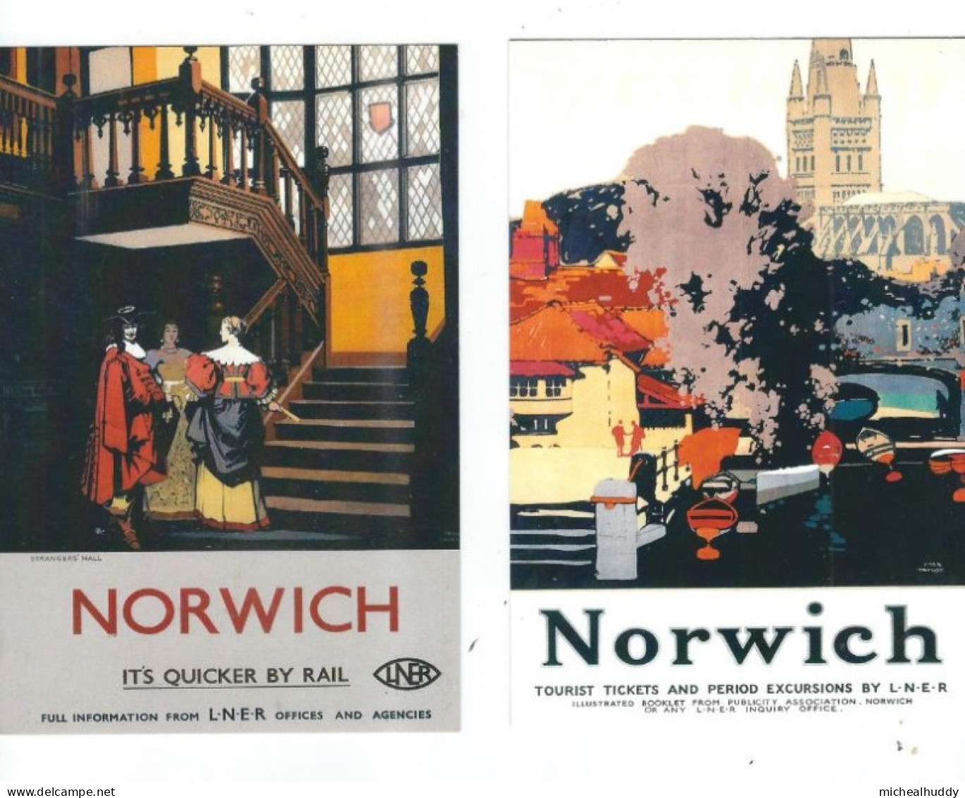 2 POSTCARDS UK RAIL POSTER ON POSTCARD    NORWICH - Materiale