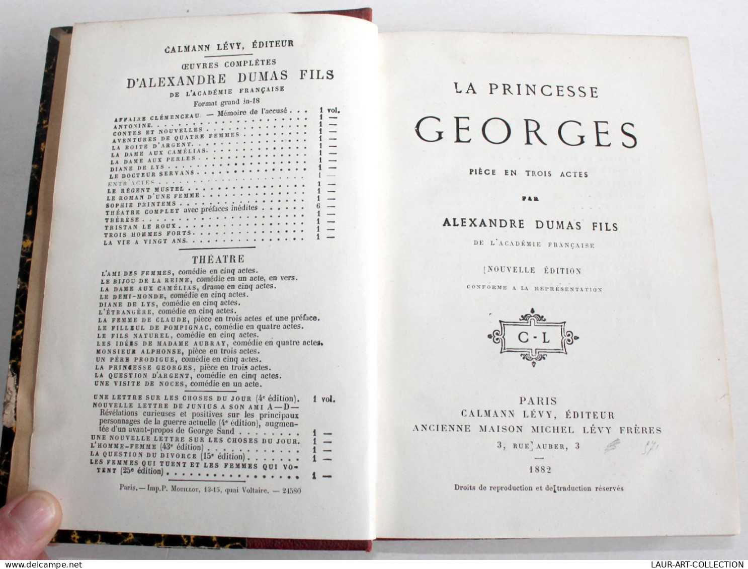 THEATRE RARE 3 COMEDIE XIXe De DUMAS PRINCESSE GEORGES, VISITE DE NOCE, AMI FEMME / ANCIEN LIVRE XIXe SIECLE (1803.240) - Auteurs Français