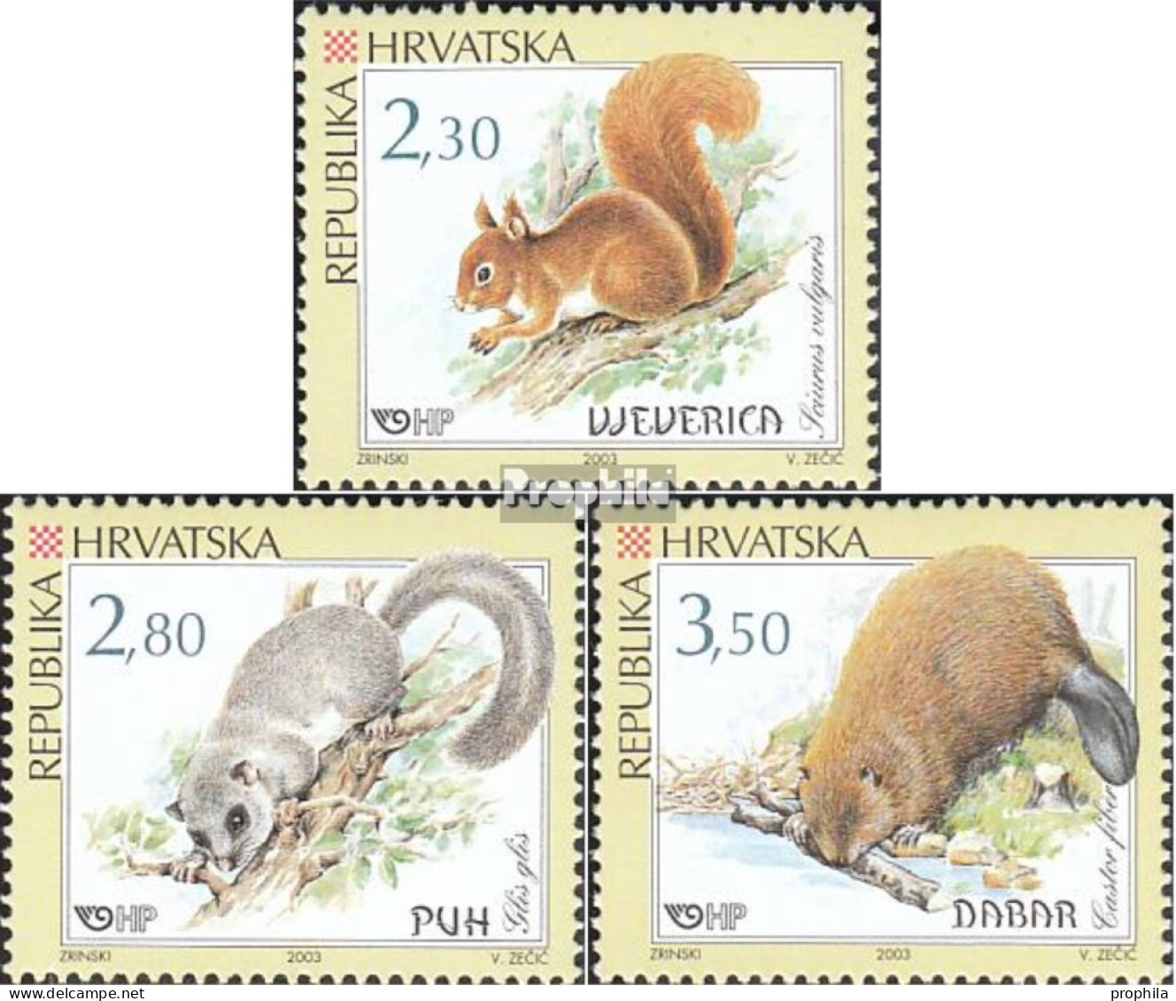 Kroatien 657-659 (kompl.Ausg.) Postfrisch 2003 Einheimische Nagetiere - Croatia