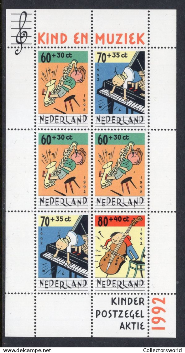 Netherlands Block 6v 1992 Child & Music - Child Welfare MNH - Neufs