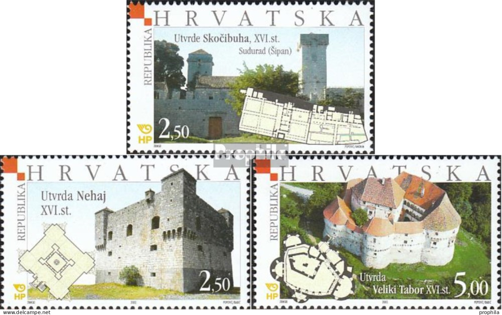 Kroatien 621-623 (kompl.Ausg.) Postfrisch 2002 Türme Und Festungen - Croatia