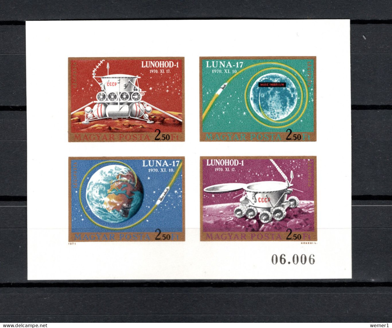 Hungary 1971 Space, Luna 17 Sheetlet Imperf. MNH -scarce- - Europe