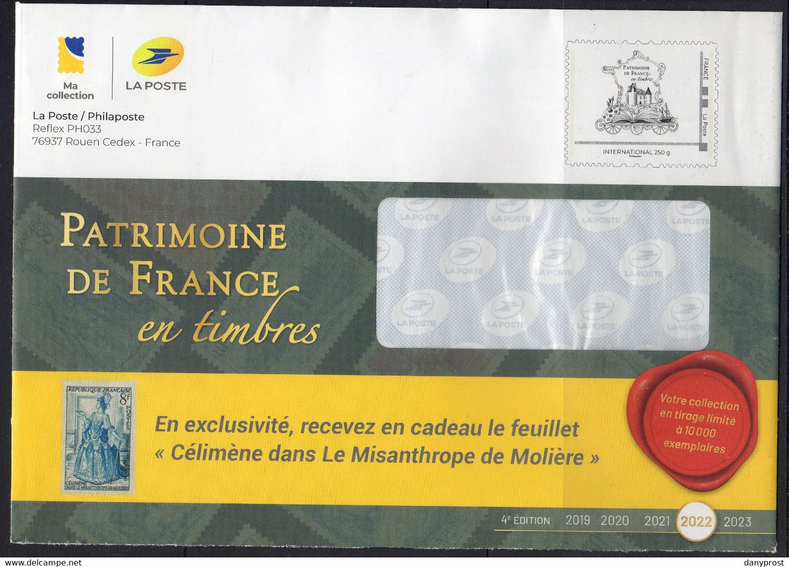 2022-PAP AU VISUEL Montimbramoi INTERNATIONAL 250g "Philaposte" Illustré " PATRIMOINE DE FRANCE En Timbres " 371043 - Prêts-à-poster:  Autres (1995-...)