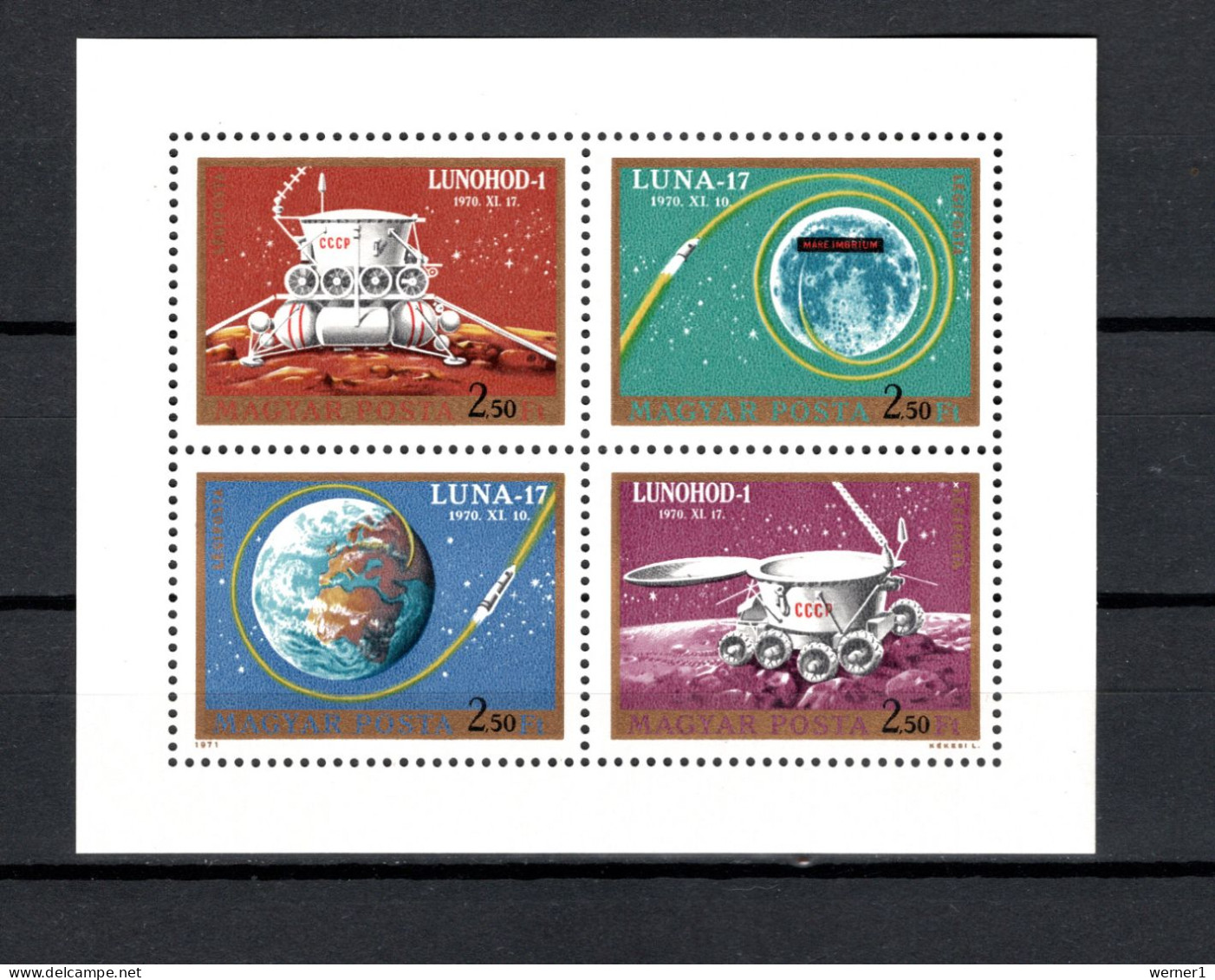 Hungary 1971 Space, Luna 17 Sheetlet MNH - Europa