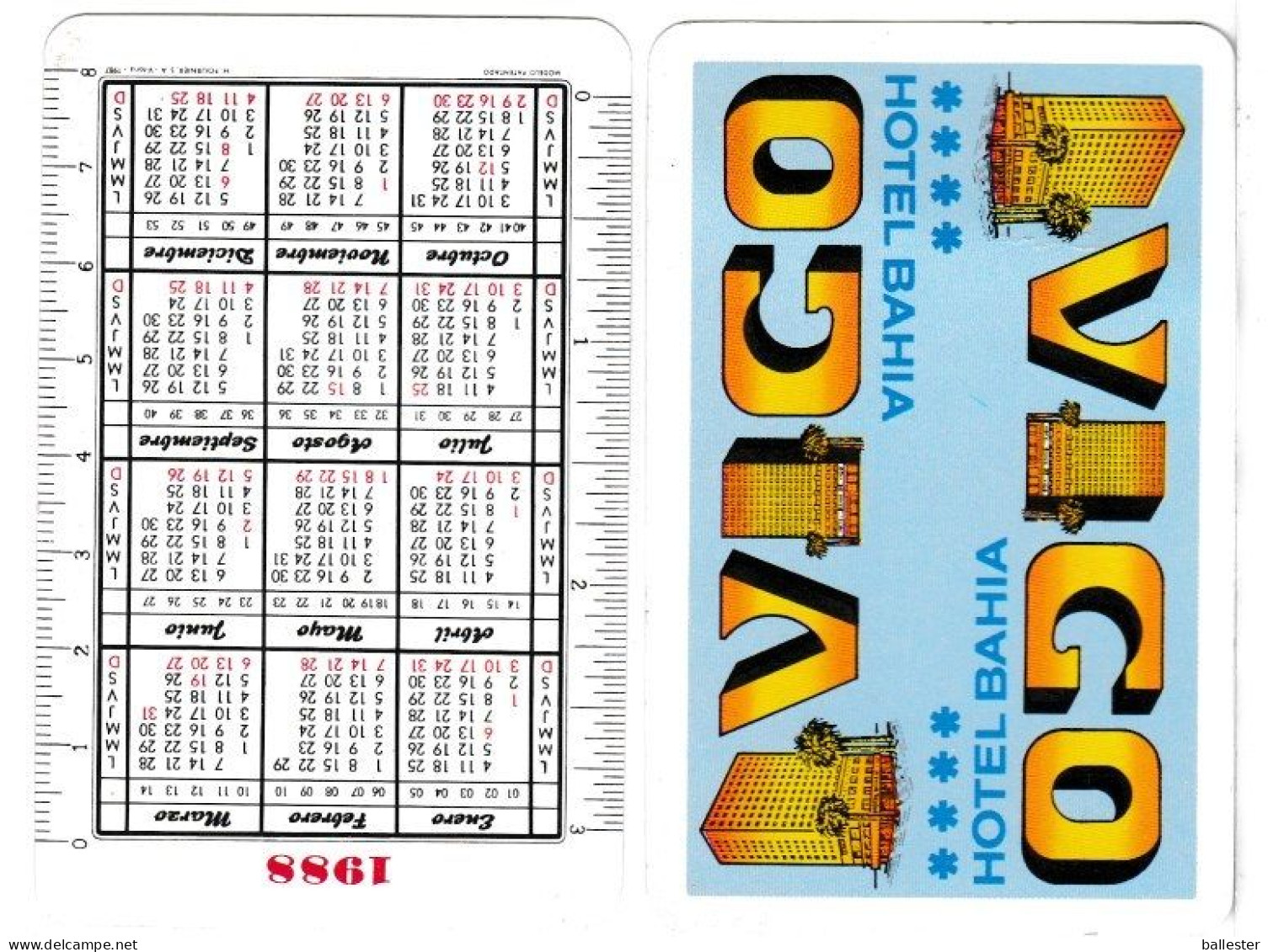 Espanha - Vigo - Calendário - Hotel Bahia (5 Exemplares) - Autres & Non Classés