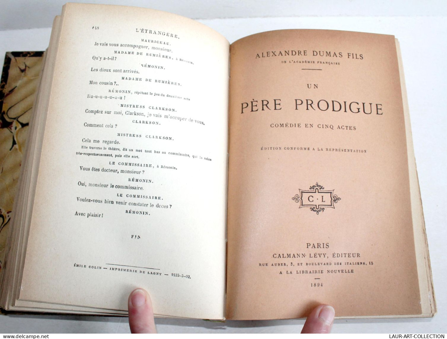 THEATRE RARE 3 COMEDIE XIXe Par DUMAS FILS NATUREL + L'ETRANGERE + PERE PRODIGUE, ANCIEN LIVRE XIXe SIECLE (1803.242) - Französische Autoren