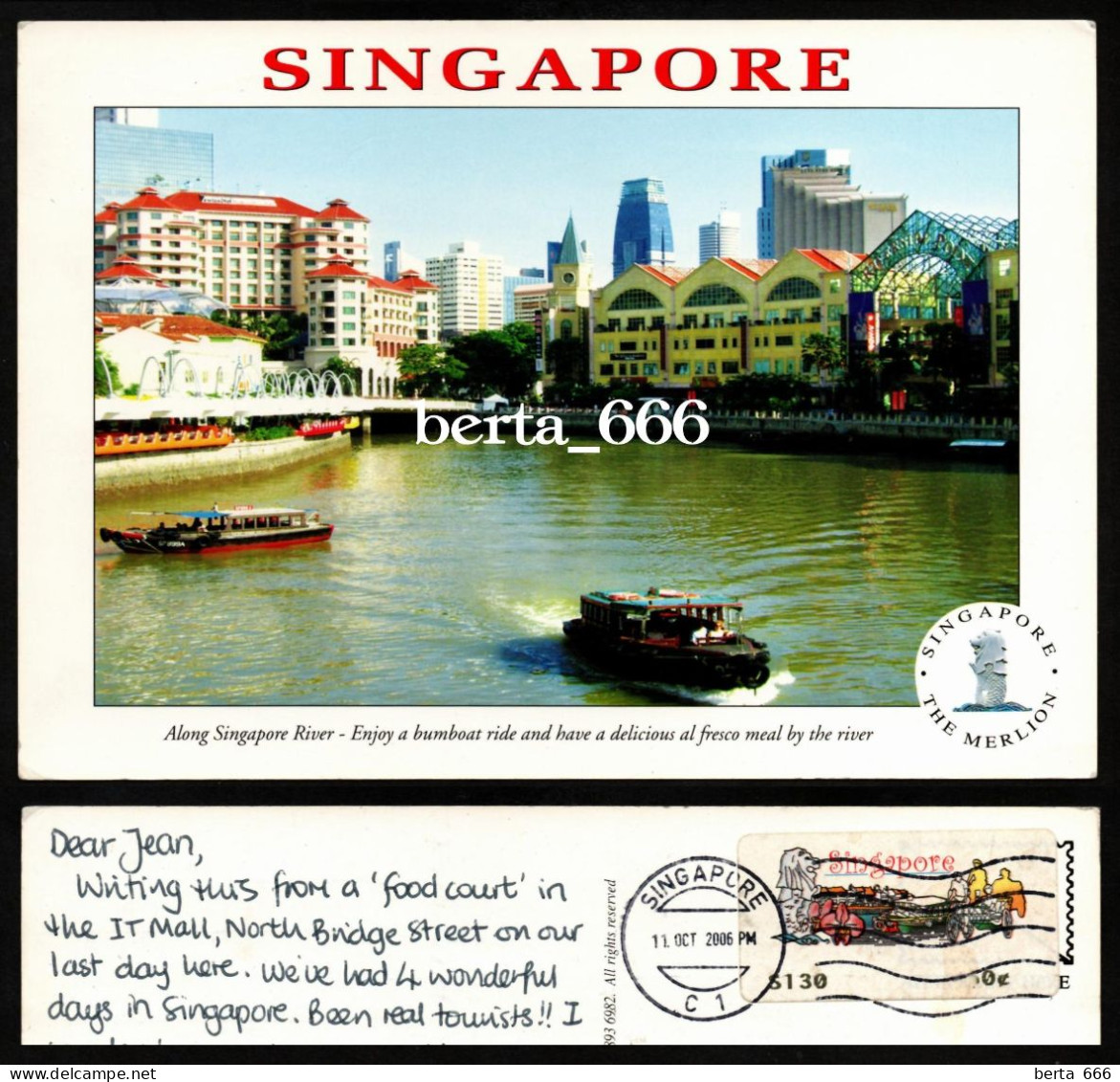 Singapore Boats Along Singapore River - Singapur