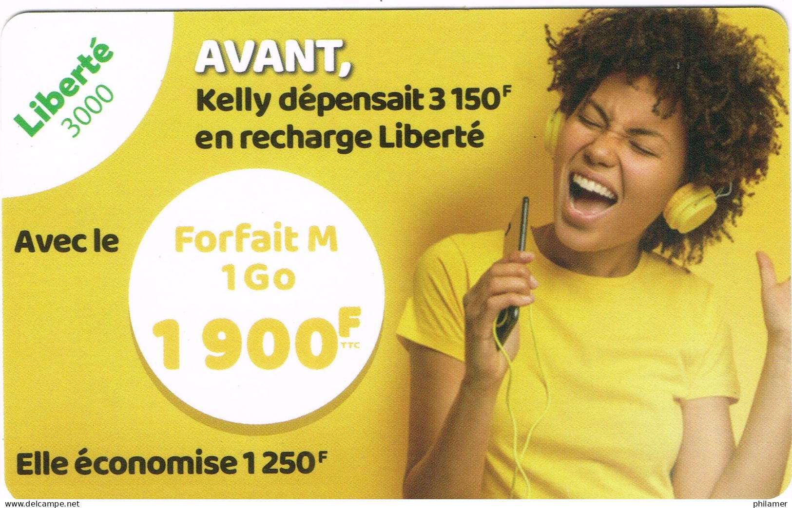 NOUVELLE CALEDONIE NEW CALEDONIA Telecarte Phonecard Prepayee Prepaid Liberte 1000 F Kelly Ex. 2023 UT B - Neukaledonien