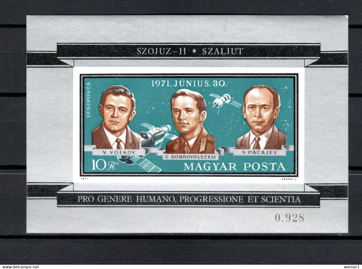 Hungary 1971 Space, Sojuz 11 S/s Imperf. MNH -scarce- - Europe