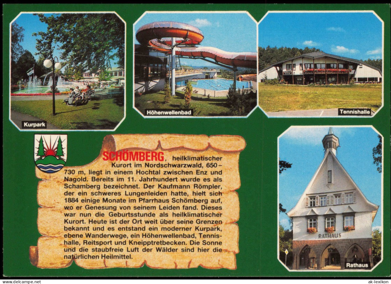 Schömberg (Schwarzwald) Mehrbild Tennishalle, Wellenbad - Chronikkarte 1986 - Schömberg