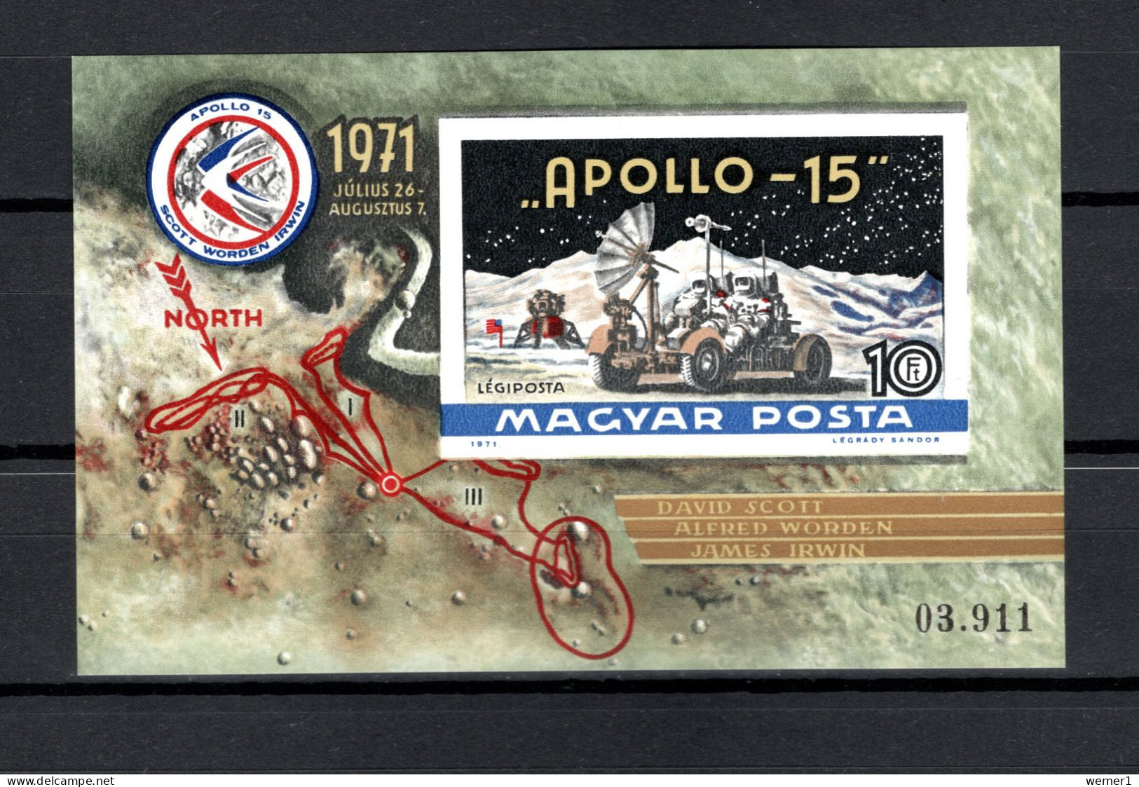 Hungary 1972 Space,Apollo 15 S/s Imperf. MNH -scarce- - Europe