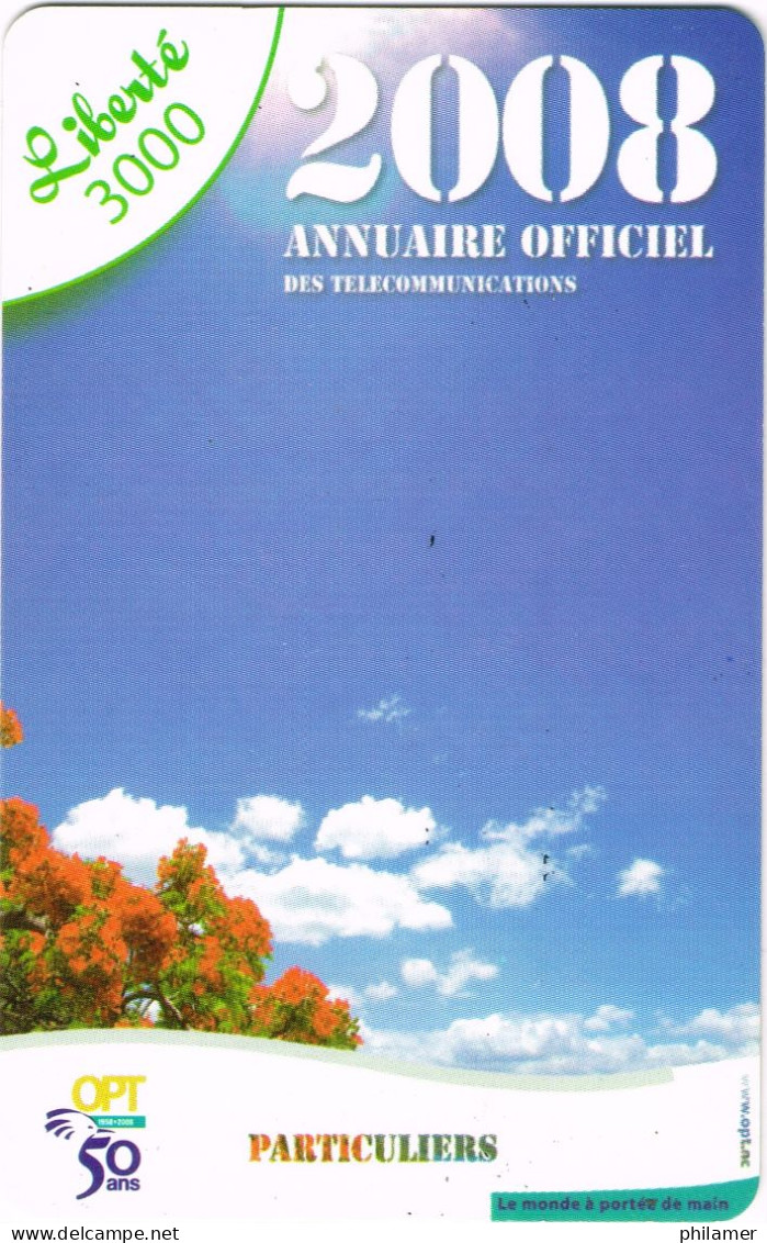 NOUVELLE CALEDONIE NEW CALEDONIA Telecarte Phonecard Prepayee Prepaid Liberte 3000 F Annuaire 2008 Ex. 2011 UT B - Nieuw-Caledonië