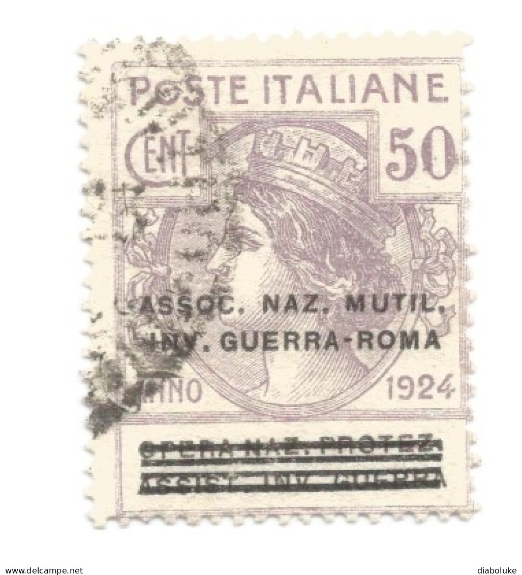 (REGNO D'ITALIA) 1924, INVALIDI DI GUERRA SOPRASTAMPATI, 50c - 1 Francobollo Usato (CAT. SASSONE N.74) - Franchise