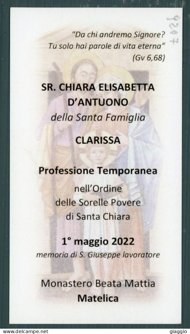 °°° Santino N. 9207 - Professione Temporanea - Matelica - Cartoncino °°° - Religión & Esoterismo