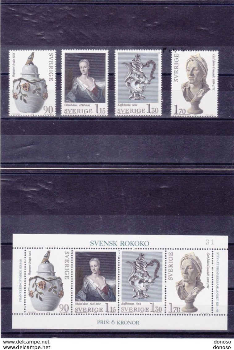 SUEDE 1979 ROCOCO Yvert 1065-1068 + BF 7 NEUF** MNH Cote : 6 Euros - Unused Stamps
