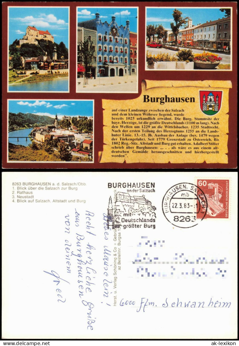 Ansichtskarte Burghausen Stadtteilansichten - Chronikkarte 1983 - Burghausen