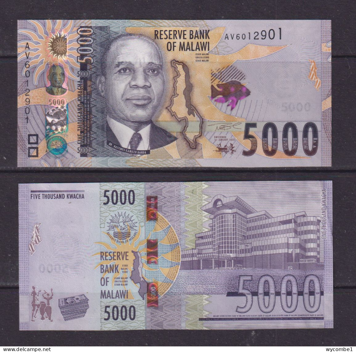 MALAWI -  2022 5000 Kwacha UNC Banknote - Malawi